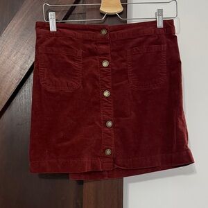 Copper Key Burgundy Corduroy Skirt with Button-Front